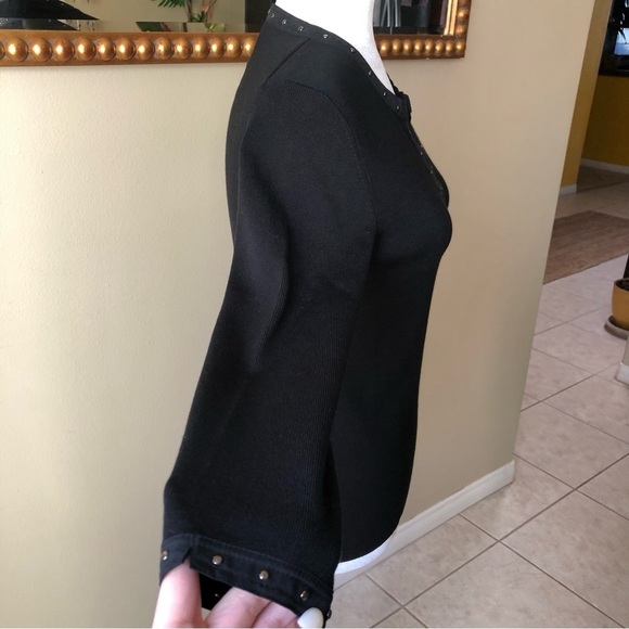 Sigrid Olsen Black Knit Studded Dress Top - Picture 4 of 7